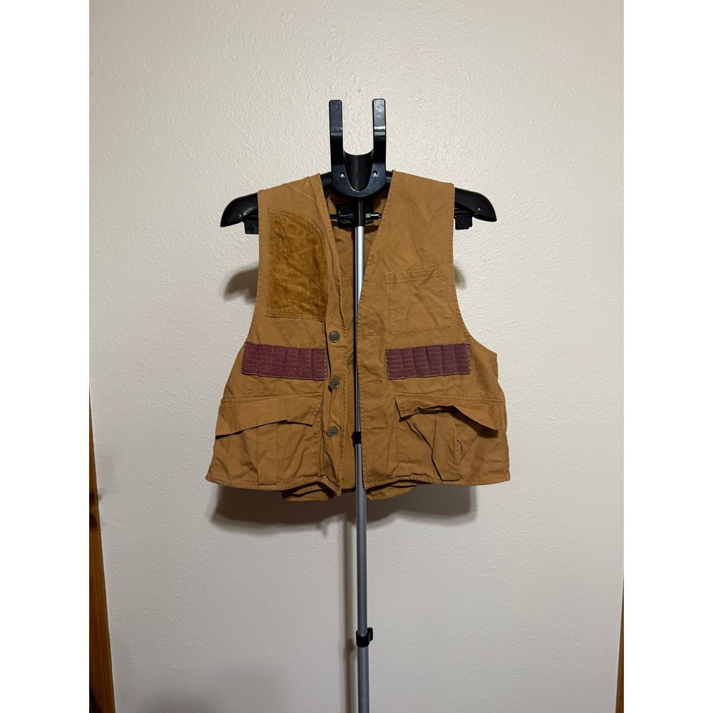 Hunters Choice Mens Canvas Hunting Shooting Vest Tan Cotton Shell Loops Size M